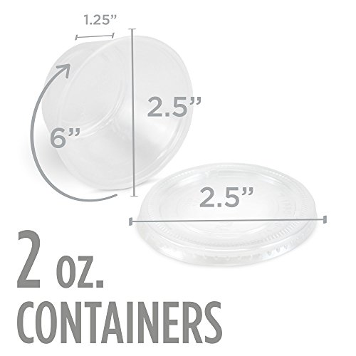 100-pack of Disposable Clear Plastic Condiment Storage Cups with Lids - Choose 2 oz. or 4 oz. - For Restaurant, Home, Gelatin Shots by Back of House Ltd. (2 oz.)
