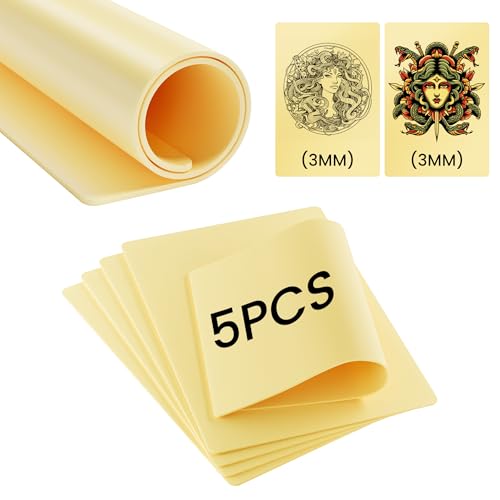 Phomemo 3MM Blank Tattoo Fake Skin, 5Pcs Double Sides Fake Tattoo Skins for Tattooing & Microblading Eyebrow Practice, 12