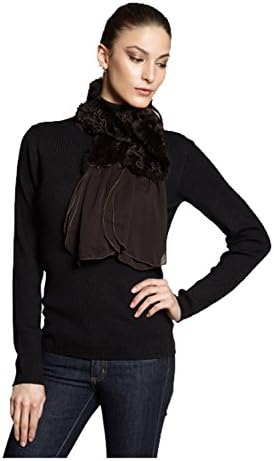 Belle Fare Knitted Pullovr Rex Scarf with Chiffon (Brown)