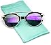 Mirrored Lens Fashion Designer Sunglasses for Women (Black/Mirror Purple, 50)