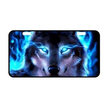 Sports Outdoors Fan Shop Custom Night Wolf Front License Plate
