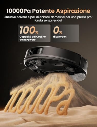 Q20 Plus Robot Aspirapolvere Lavapavimenti con Mappatura 10000Pa, 200 Minuti Autonomia, Senza Sacco,Aspirapolvere Robot Lavapavimenti Mappatura con Stazione per Tappeti/Pavimenti