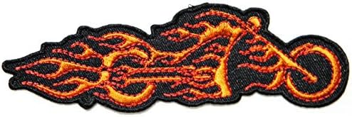 5.25" x 1.75" Motorcycles Flame Fire Ghost Rider Logo Biker Jacket Back Iron on Patch Sew Iron on Embroidered Badge Custom