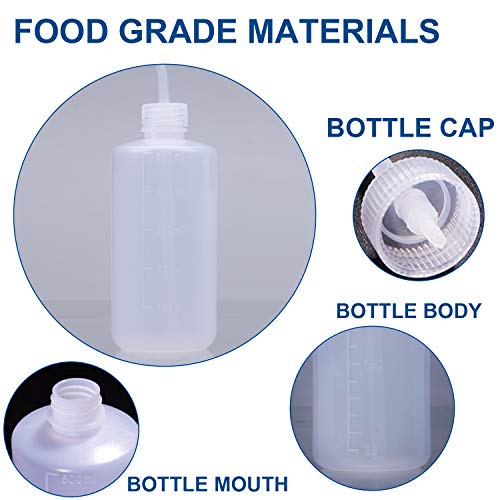 Wash Bottle, 3 Pack LDPE Squeeze Bottles, Safe Plastic Low Density Polyethylene Bottles with Narrow Mouth, for Chemistry, Industry, Lab & Gardening, 500ml / 17oz, 250ml / 8.5oz, 150ml / 5.1oz