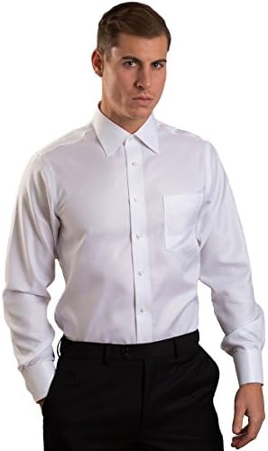 Ilmio Italy Men's Classic Fit French Front Button Cuff Non Iron Dress Shirt 21 - 6/7 White
