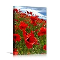 Canvas Wall Art Red Fields Bohemian Colorful Floral Group Multicolor Photography - 12x18 inches