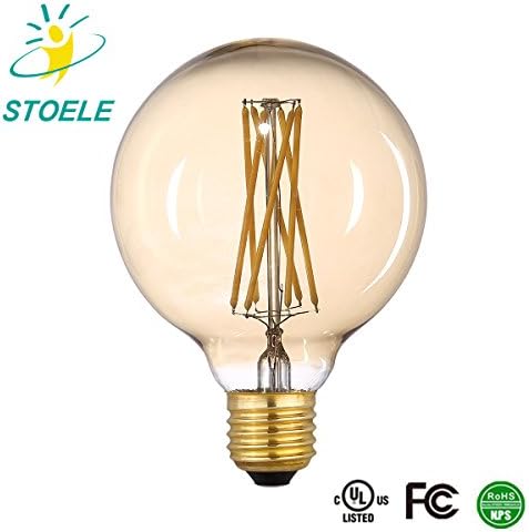 STOELE G125(G40) Vintage Edison LED Bulb Dimmable 120V 6W(60W Equivalent) 600 Lumens - 2700K(Warm white) - Gold Tint Finish, LED Long Filament Light Bulb 360° Beam Angle - E26 Medium Base – 1 Pack