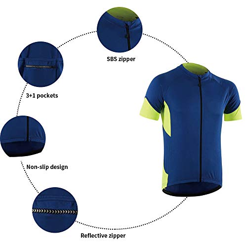 Dooy Men's Cycling Bike Jersey, Short Sleeve MTB Shirts with 3 Rear Pockets-Breathable,Smooth Zipper Biking Shirt - Image 5