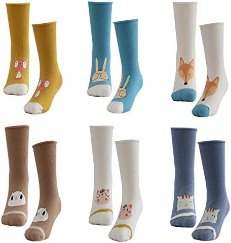 Bestjybt Baby Girl Boy Knee High Socks Infants Toddlers Kids Animal Socks Tube Stockings, 6 Pairs