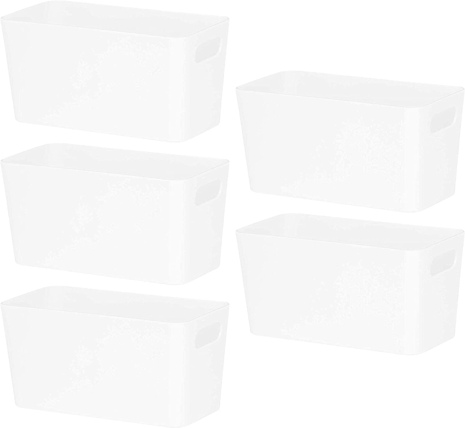 3 x Bam 6.01 Ice White Plastic Studio Storage Baskets Office Home & Kitchen Tidy Organiser 20.0 x 10.0 x 10.0cm