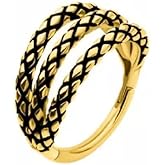 Pierced Owl 16GA 316L Stainless Steel Triple Snake Skin Pattern Lined Hoop Hinged Segment Ring
