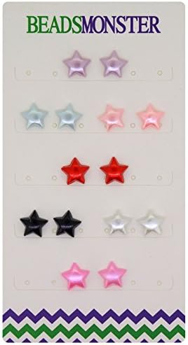 BeadsMonster Color Star Magnetic Clip On Earrings Stud Gift for Girls Womens Girlfriend Kids