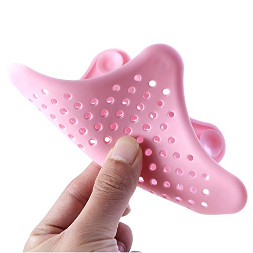 Starfish Hair Catcher, Starfish Suction Cups Sink Strainers Kitchen Sink Strainer Drain Cover Hair Stopper, 6 PCS