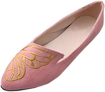 Ninasill Shoe,Hot Flats Ladies Embroidery Butterfly Suede Soft Slip-On Casual Shoes