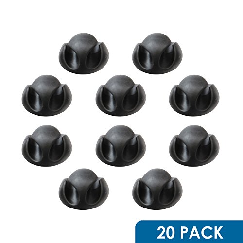 20 Pack ROK Hardware Multipurpose Silicone Dual Hole Cable Clip Grip Wire Cord Type USB Desk Wall Desktop Organizer Charger Holder