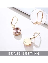 Martine Wester pendientes cuadrados con forma de palanca de cambios con piedras preciosas de cristal para mujer