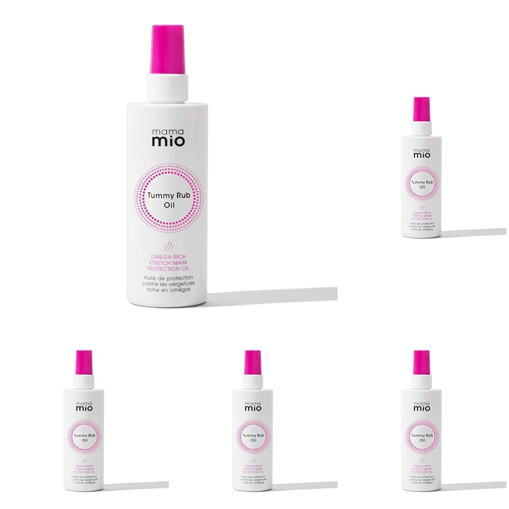Mama Mio Tummy Rub Oil 120 ml | Pregnancy Stretch Mark Protection Oil 120 ml | 99 Percent Natural Origin | Formulated for Dry Bumps (Pack of 5) โ image 1