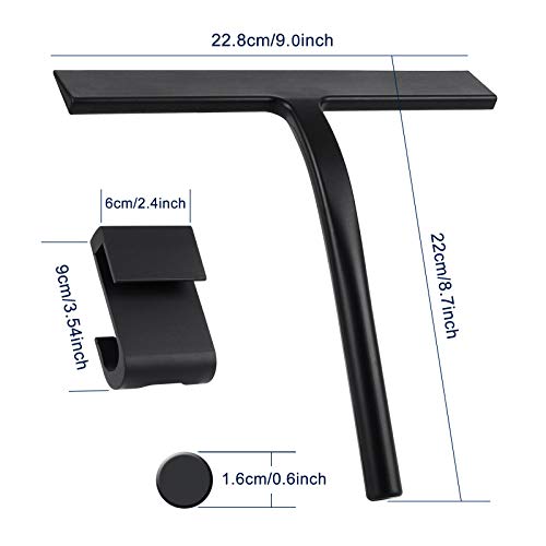 Anlynwooh Shower Squeegee,Matte Black 9inch,Stainless Steel Core