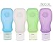 Bocco Leak Proof Squeezable Travel Bottles, TSA Approved Travel Accessories for Carry On Luggage - Perfect for Liquid Toiletries - 4 Pack (All Large 3 oz Bottles) (Blue/Purple/Clear/Green)