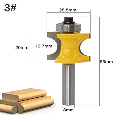 LEATBUY 1/4 Inch Shank Bullnose Router Bit 5PCS, Half Round Bearing Carbide Tipped Round Edge Cutting Bits， Radius 1/8" 3/16" 1/4" 5/16" 3/8", Woodworking Tool Milling Cutter CNC Router Tool - Thumbnail 3