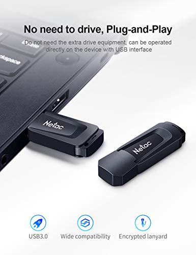 Netac 128G USB 3.0 Flash Drive, High Speed Memory Stick,Up to 90/30 MB/s(R/W) Pen Drive, Thumb Drive for Data Storage, Zip Drive and jump Drive with LED Light