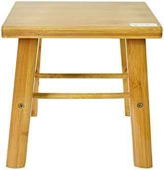 Cyanbamboo Bamboo Stool Square Bench for Kids Stool Bamboo Stool Chair for Shower Outdoor Fishing (L:9.45 W:7 H:9.45 Inch)