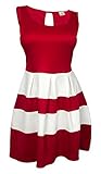 eVogues Plus size Color Block Flare Mini Dress Red White