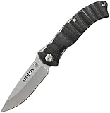 Schrade SCH221BK Liner Lock Folding Knife Drop Point Blade Grey Aluminum Handle