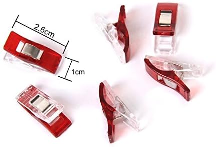 Wonder Clips Pack of 100 Clear and Red Sewing Quilting Quilt Quilter Holding Paper Crafting Craft Crafters Binding Binder Crocheting Crochet Knitting Art Works Clamps
