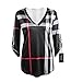 Womens Loose Chiffon Tartan Check Blouse Plaid V Neck Shirt Tops (S, Black)