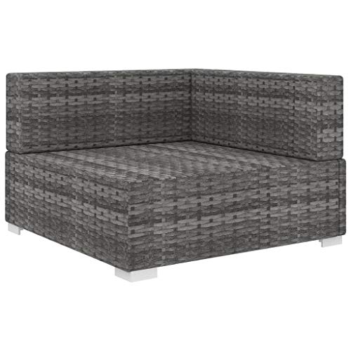 Festnight Ecksofa mit Auflagen Eckcouch mit Sitzpolster & Rückenpolster Gartenmöbel Sofagarnitur Poly Rattan Grau 70 x… – Bild 6