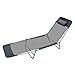 Outsunny Folding Chaise Lounge Pool Chairs, Outdoor Sun Tanning Chairs with Pillow, Reclining Back, Steel Frame & Breathable Mesh for Beach, Yard, Patio, Black
