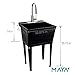Laundry Sink Utility Tub With High Arc Metal Pull Down Faucet By JS Jackson Supplies, Stainless Faucet, Black Tub