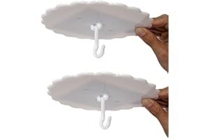 Super Glue Dome Ceiling Hooks - Mosquito Net & Bed Canopy Hooks (7IN, 2Set) - Easy Install, Nail-Free