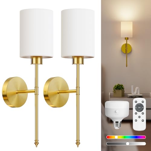 NIORSUN Set of 2 Gold Wall Sconce Lights