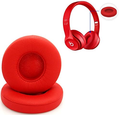 Beats Solo 2.0 Wired Replacement Earpads Memory Foam Ear Cushion Cover Protein Leather Memory Foam Ear Cushion Pads (Red)