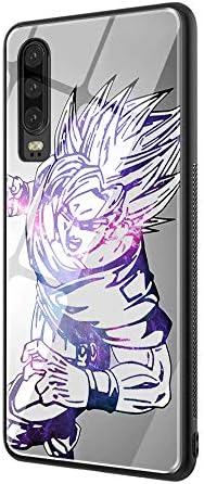 DEPING DP-13 Dragon Ball Z Case,Tempered Glass Back Cover and Soft Silicone Border Anti Scratch Bumper Design for Huawei P30 Lite Protective Case
