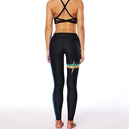 Athletic Pants for Women Women Fashion High Elasticity Print Rainbow Leggings Gym Active Pants Black M - Thumbnail 5