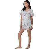 BedHead Pajamas BedHead - S/S Cotton Poplin Shorty PJ Set - Eastern Seaboard - Small, 4