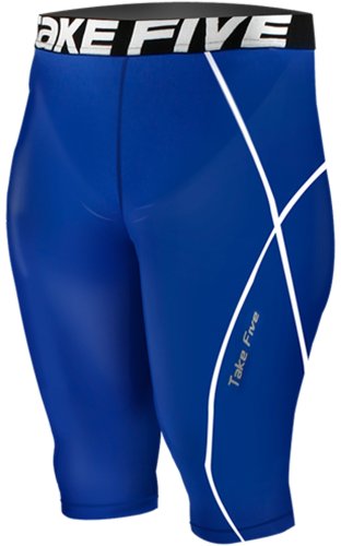 New 082 Skin Tights Compression Base Layer Blue Running Shorts Pants Mens (XL)