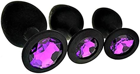 3 PSC Silicone Anales Trainer Kit-Bûtt Pl'ugs Beads Massage Toys Jeweled Back (Black)