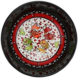 Handmade Ceramic Decorative Soup and Cereal Bowls - Set of 2 - different colors and patterns - 6 inch - 16 oz great serving Bowls (mediterrenean black)