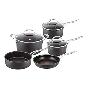 Tefal Jamie Oliver Hard Anodised Premium Series - 5 Piece Cookware Set, Black