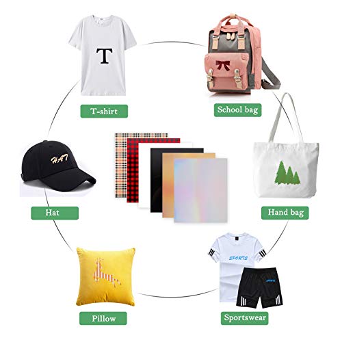 Heat Transfer Vinyl for T-Shirt Christmas Buffalo Plaid Iron On Vinyl Sheet PU HTV Bundle with Tweezers Assorted Colors Works with Cricut and Other Cutters -12’’X10’’-12PCS