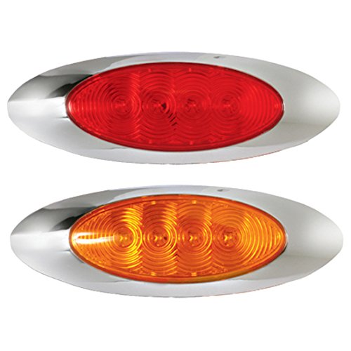 Oval Clearance Marker Lights w/Chrome Bezels - AMBER