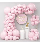 Light Pink Balloons 100Pcs, 18 12 5 Inch Pink Balloons Different Sizes Pastel Pink Large Latex Pa...