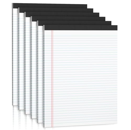 Roneky Note Pads A4 Legal Pad, 6 Pack White Notepads A4 Writing Pads, Double-Side Printed Lined Paper College Ruled White Legal Note Pad 30 Sheets Per Writing Paper Line Pads for School, Home, Office