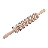 Embossing Rolling Pins Christmas Wooden Rolling Pin StarALL Snowflakes Pattern for Baking Embossed Cookies Kitchen Tool