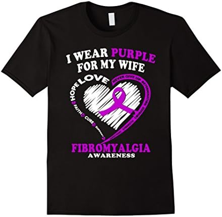 Mens Fibromyalgia Awareness Shirt - I Wear Purple For My Wife 2XL Black