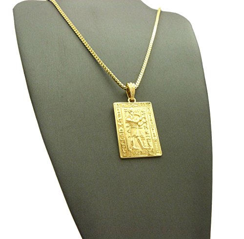Egyptian Ancient Hieroglyphic Alphabet Thoth Pendant 24" Various Chain Necklace in Gold Tone - Image 7